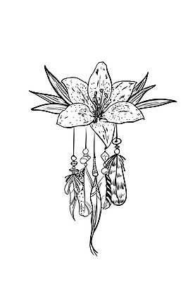 EPS 해외이미지 전통 꽃 잎 일러스트 사람없음 장식 꿈 구슬 깃털 부적 드림캐쳐 해외202004 해외일러스트 식물 파일형식 벡터 이미지허브