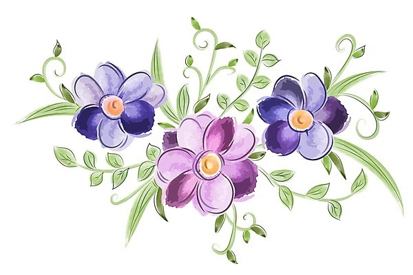 EPS 해외이미지 나무 꽃 백그라운드 잎 꽃무늬 일러스트 수채화 선물 사람없음 파란색 제비꽃 해외202004 해외일러스트 식물 컬러 무늬 파일형식 벡터 이미지허브