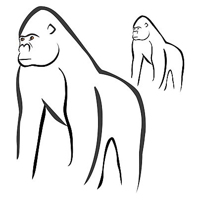 EPS 해외이미지 클립아트 동물 야생동물 일러스트 포유류 동물원 종류 걷기 검은색 흰색 원숭이 만화 스케치 심볼 그림 유인원 고릴라 해외202004 해외일러스트 컬러 모션 미술 파일형식 벡터 이미지허브