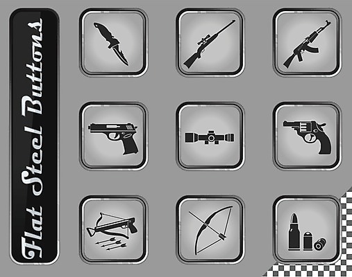 EPS 해외이미지 일러스트 버튼 권총 총 플랫 칼 폭격 발사 폭탄 전쟁 육군 총알 수류탄 해외202004 해외일러스트 무기 군대 공격 폭발물 파일형식 벡터 이미지허브