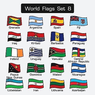 EPS 해외이미지 유럽 아시아 일러스트 아프리카 사람없음 세트 세계 깃발 스페인 호주 아일랜드 우즈베키스탄 아르헨티나 공화국 니카라과 리투아니아 말라위 아제르바이잔 우루과이 이라크 이란 파라과이 해외202004 해외일러스트 나라 중동 남아메리카 오세아니아 중앙아시아 파일형식 벡터 이미지허브