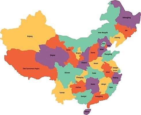 EPS 해외이미지 디자인 아시아 여행 백그라운드 지도 일러스트 관리 동양인 빨간색 초록색 노란색 라벨 중국 도시 이름 상하이 대만 제비꽃 윤곽 지형 베이징 지역 동쪽 홍콩 공화국 마카오 분할 지리 해외202004 해외일러스트 꽃 나라 컬러 프레임 인종 방향 파일형식 벡터 이미지허브