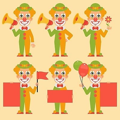 EPS 해외이미지 캐릭터 디자인 산업 포스터 종이 일러스트 미술 미소 사람 그래픽 세트 확성기 광대 깃발 업무 플랫 서커스 만화 수집 가득함 오브젝트 클립 마스코트 캐리커처 해외202004 해외일러스트 일러캐릭터 문화예술 표정 작업 그림 파일형식 벡터 이미지허브