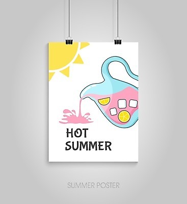 EPS 해외이미지 디자인 포스터 일러스트 타이포그라피 사람없음 태양 붓기 레모네이드 해외202004 해외일러스트 자연요소 문자 모션 에이드 파일형식 벡터 이미지허브