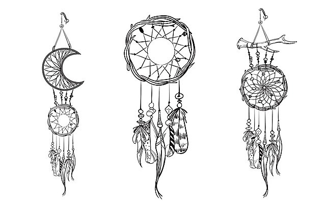 EPS 해외이미지 전통 일러스트 사람없음 장식 꿈 구슬 깃털 부적 드림캐쳐 해외202004 해외일러스트 파일형식 벡터 이미지허브