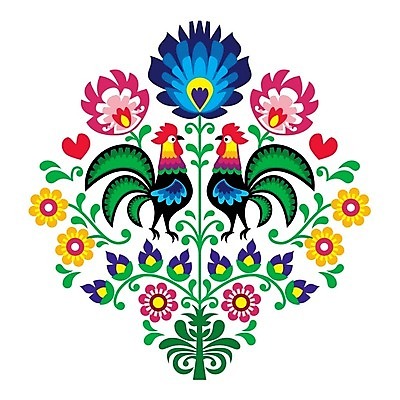 EPS 해외이미지 전통 꽃 패턴 일러스트 사람없음 컬러풀 화려 폴란드 해외202004 해외일러스트 식물 유럽 컬러 컨셉 무늬 파일형식 벡터 이미지허브