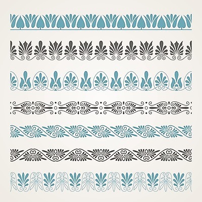 EPS 해외이미지 템플릿 리본 선 패턴 일러스트 프레임 장식 세트 줄무늬 수확 골동품 직물 이슬람교 수집 타일 그리스 복고 테이프 나누기 아랍어 스타일 해외202004 해외일러스트 유럽 종교 무늬 농업 문구용품 파일형식 벡터 이미지허브