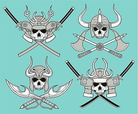 EPS 해외이미지 전통 문화 무기 일러스트 뼈 뿔 일본 죽음 중세 칼 헬멧 싸움 전쟁 도끼 해적 영웅 병정 전사 갑옷 바이킹 사무라이 해골모형 검투사 해외202004 해외일러스트 직업 아시아 모션 모형 역사 보호장비 도둑 파일형식 벡터 이미지허브