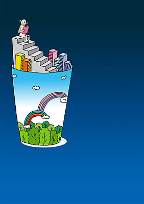 전신 PSD 나무 식물 구름 교육 백그라운드 무지개 일러스트 상상 상상일러스트 한명 사람 앉기 책 컵 판타지 독서 쌓기 계단 국내일러스트 자연요소 1 식기 모션 파일형식