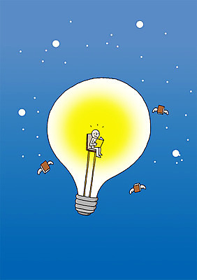 전신 PSD 교육 별 백그라운드 날개 의자 일러스트 전구 상상 조명 상상일러스트 한명 사람 앉기 책 빛 판타지 독서 백열등 국내일러스트 자연요소 1 가구 모션 파일형식