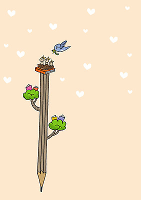 PSD 나무 동물 교육 새끼 백그라운드 일러스트 상상 조류 상상일러스트 사람없음 책 판타지 필기구 연필 하트 먹이 지렁이 국내일러스트 모양 식물 문구용품 학용품 파일형식