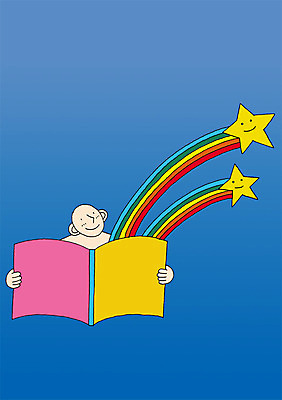 PSD 교육 별 백그라운드 무지개 일러스트 상상 상상일러스트 한명 사람 상반신 책 판타지 독서 펼침 국내일러스트 자연요소 1 모션 파일형식