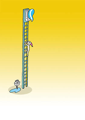 전신 PSD 교육 컬러 백그라운드 일러스트 사다리 상상 상상일러스트 한명 서기 사람 판타지 노란색 칫솔 세면대 오르기 치약 국내일러스트 1 모션 위생용품 도구 파일형식