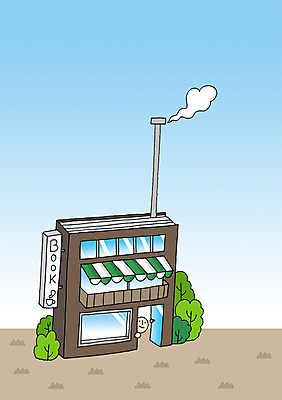 PSD 나무 식물 교육 백그라운드 일러스트 상상 상상일러스트 굴뚝 한명 사람 상반신 책 판타지 카페 연기 서점 북카페 국내일러스트 1 상점 파일형식