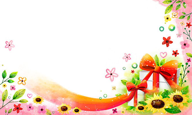 PSD 식물 배너 꽃 리본 백그라운드 꽃백그라운드 일러스트 포장 자연 해바라기 프레임 선물 사람없음 선물상자 하트 알림 국내일러스트 모양 상자 생태계 파일형식