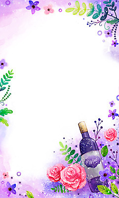 PSD 식물 배너 꽃 음료 백그라운드 꽃백그라운드 일러스트 자연 나뭇잎 프레임 주류 사람없음 장미 와인 알림 와인병 국내일러스트 잎 병_용기 생태계 파일형식