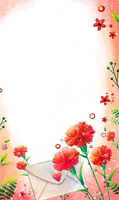 PSD 식물 배너 꽃 컬러 백그라운드 꽃백그라운드 일러스트 자연 나뭇잎 봉투 편지봉투 프레임 사람없음 빨간색 하트 편지 알림 카네이션 국내일러스트 모양 잎 생태계 파일형식