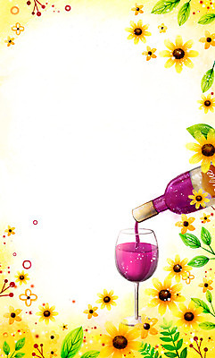 PSD 식물 배너 꽃 음료 백그라운드 와인잔 꽃백그라운드 일러스트 자연 프레임 주류 사람없음 와인 붓기 알림 와인병 국내일러스트 술잔 모션 병_용기 생태계 파일형식