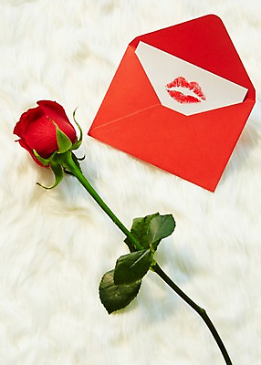 포토 JPG 스튜디오촬영 식물 꽃 편지봉투 실내 근접촬영 사람없음 뷰티 장미 립스틱 편지 입술모양 국내포토 모양 뷰포인트 봉투 내부 화장품 파일형식