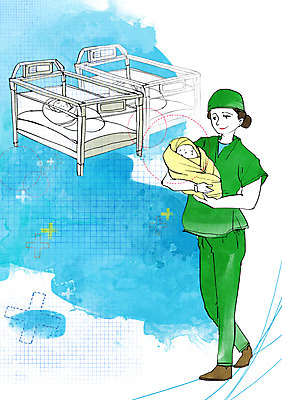 전신 PSD 여자 일러스트 의학 건강 서기 사람 여러명 성인 치료 건강관리 의사 침대 아기 신생아 보자기 도움 보호 질병 질병관리 수술복 여자만 국내일러스트 가구 다수 컨셉 모션 관리 의료진 가운 파일형식 천_직물