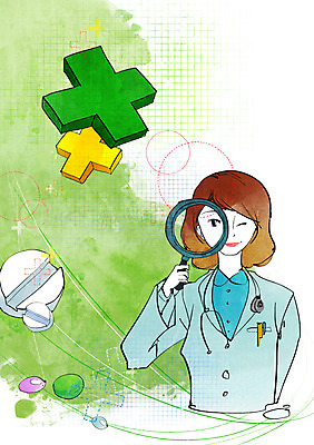 PSD 여자 일러스트 의학 청진기 돋보기 건강 한명 들기 사람 상반신 성인 치료 알약 약 건강관리 의사 의사가운 도움 보호 질병 질병관리 여자만 여자한명만 성인여자만 성인만 국내일러스트 1 컨셉 의료기기 모션 관리 의료진 가운 파일형식