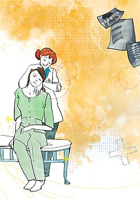 전신 PSD 여자 일러스트 의학 뼈 건강 서기 사람 앉기 성인 두명 치료 건강관리 환자 의사 침대 마사지 의사가운 도움 보호 질병 척추 질병관리 기념사진 여자만 성인여자만 성인만 국내일러스트 가구 컨셉 모션 관리 의료진 가운 파일형식