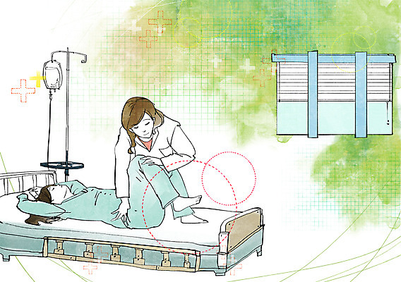 전신 PSD 여자 일러스트 창문 의학 건강 사람 성인 두명 치료 눕기 건강관리 환자 의사 침대 마사지 도움 보호 질병 링거 질병관리 걸이 여자만 성인여자만 성인만 국내일러스트 가구 컨셉 의료기기 모션 관리 의료진 파일형식