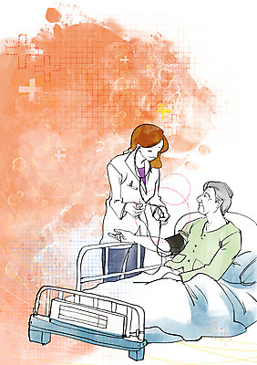 PSD 여자 할아버지 노년 남자 일러스트 의학 청진기 건강 서기 사람 앉기 상반신 성인 두명 치료 건강관리 이불 환자 의사 침대 도움 보호 질병 질병관리 혈압계 혈압 혈압측정 노인만 성인만 국내일러스트 가구 컨셉 의료기기 침구 모션 관리 의료진 측정 파일형식