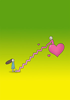 전신 PSD 커플 여자 남자 백그라운드 일러스트 상상 상상일러스트 사랑 서기 사람 두명 계단 하트 국내일러스트 모양 감정 관계 모션 파일형식