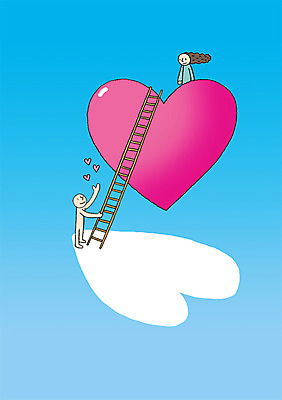 전신 PSD 커플 여자 남자 백그라운드 일러스트 사다리 상상 하늘 상상일러스트 사랑 서기 사람 두명 하트 국내일러스트 모양 감정 관계 모션 도구 파일형식