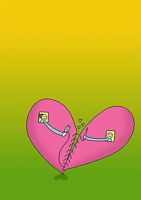 PSD 커플 여자 남자 백그라운드 일러스트 창문 상상 상상일러스트 사랑 사람 상반신 두명 하트 바늘 바느질 실타래 국내일러스트 모양 감정 관계 도구 파일형식