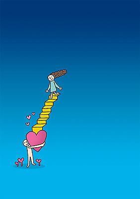 전신 PSD 커플 여자 남자 백그라운드 일러스트 안기 상상 상상일러스트 사랑 서기 사람 두명 계단 하트 국내일러스트 모양 감정 관계 모션 파일형식