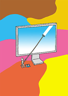 전신 PSD 컬러 백그라운드 일러스트 상상 상상일러스트 한명 서기 들기 사람 판타지 모니터 페인트 꿈 페인트칠 발전 스마트 롤러 언론 혁명 국내일러스트 1 컨셉 모션 페인팅 컴퓨터 파일형식