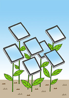 PSD 식물 꽃 백그라운드 일러스트 상상 정보기술 상상일러스트 사람 사람없음 스마트기기 판타지 태블릿 꿈 풀 발전 스마트 언론 혁명 국내일러스트 컨셉 기술 전자제품 파일형식