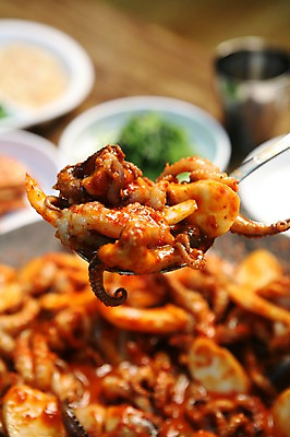 포토 JPG 그릇 접시 한식 반찬 들기 근접촬영 사람없음 아웃포커스 숟가락 해물요리 해산물 매움 주꾸미 쭈꾸미볶음 제철음식 국내포토 식기 음식 뷰포인트 모션 연체동물 촬영기법 수저 수중동물 맛 볶음 제철 파일형식
