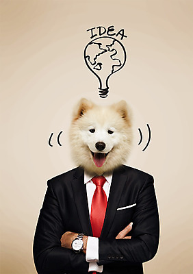 PSD 동물 편집 편집이미지 문자 남자 지구 얼굴 비즈니스 전구 포토일러 아이디어 합성일러스트 한명 사람 정장 손짓 상반신 성인 타이포그라피 팔짱 직장인 비즈니스맨 강아지 디지털합성 합성 사모예드 반려 남자만 남자한명만 성인남자만 성인만 이미지편집 직업 1 옷 컨셉 모션 신체부위 반려동물 개 파일형식