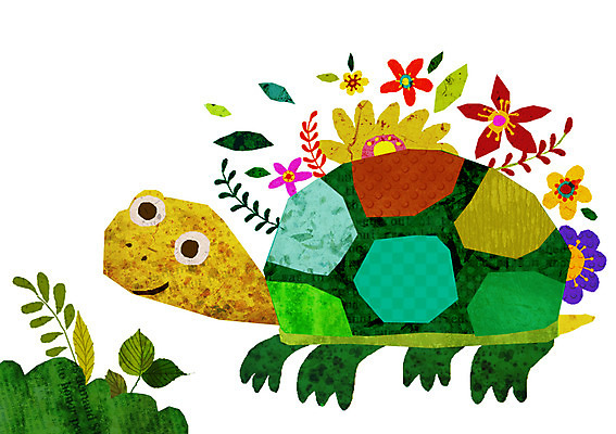 PSD 식물 동물 척추동물 캐릭터 한마리 꽃 동물캐릭터 일러스트 파충류 애니멀프린트 사람없음 풀 거북이 일러캐릭터 1 파일형식