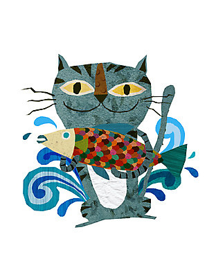 PSD 동물 척추동물 캐릭터 파도 동물캐릭터 두마리 일러스트 포유류 물줄기 애니멀프린트 들기 사람없음 고양이 고양이캐릭터 어류캐릭터 일러캐릭터 바다 2 모션 어류 물 반려동물 파일형식