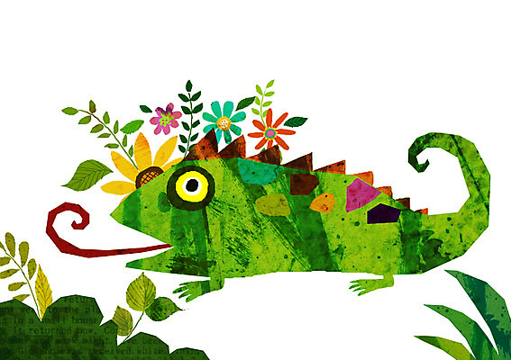 PSD 식물 동물 척추동물 캐릭터 한마리 꽃 동물캐릭터 일러스트 파충류 애니멀프린트 사람없음 풀 도마뱀 일러캐릭터 1 파일형식