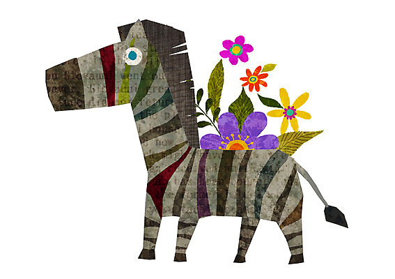 PSD 식물 동물 척추동물 캐릭터 한마리 꽃 동물캐릭터 일러스트 포유류 애니멀프린트 사람없음 말_동물 얼룩말 일러캐릭터 1 파일형식