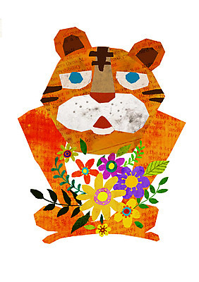 PSD 식물 동물 척추동물 캐릭터 한마리 꽃 동물캐릭터 일러스트 포유류 애니멀프린트 사람없음 호랑이 호랑이캐릭터 일러캐릭터 1 파일형식