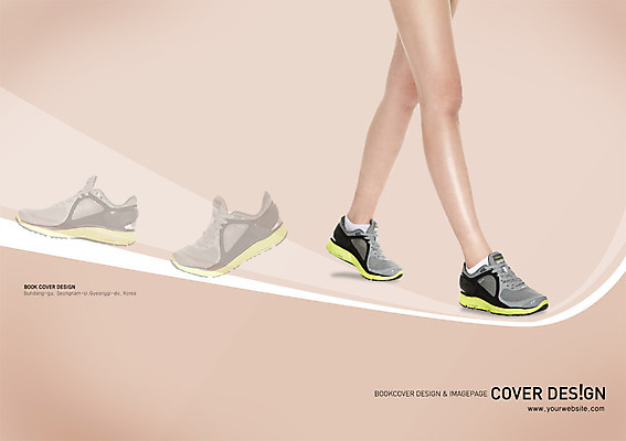 PSD 템플릿 편집 표지디자인 북디자인 잡화 출판디자인 여자 표지 백그라운드 운동화 신발 북커버 한명 서기 팜플렛 신체부위 운동 헬스 하반신 다리 런닝화 여자만 여자한명만 이미지템플릿 1 모션 건강 사람 파일형식
