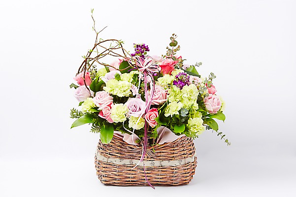 포토 JPG 스튜디오촬영 식물 꽃 리본 백그라운드 꽃백그라운드 실내 선물 사람없음 컬러풀 바구니 꽃꽂이 꽃바구니 국내포토 컬러 내부 원예 파일형식