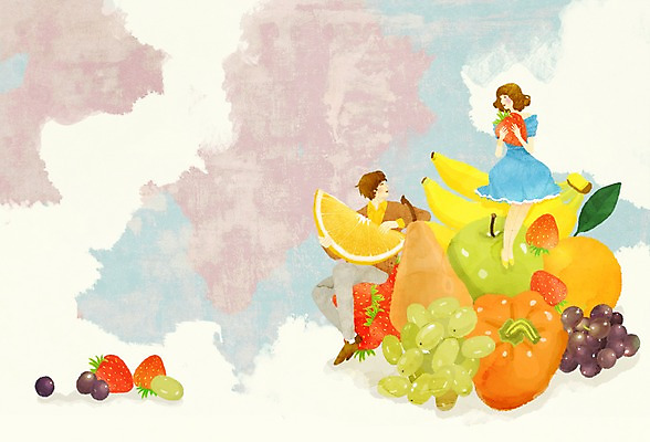 전신 PSD 커플 여자 남자 행복 음식 커플라이프 데이트 오렌지 과일 일러스트 상상 딸기 포도 바나나 상상일러스트 사랑 사람 앉기 성인 두명 판타지 청포도 망고 성인만 국내일러스트 라이프스타일 감정 관계 모션 열대과일 파일형식