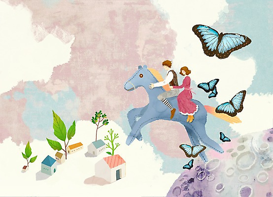 전신 PSD 나무 식물 동물 건축물 커플 여자 남자 행복 별 커플라이프 나비 곤충 데이트 일러스트 상상 주택 상상일러스트 사랑 사람 앉기 성인 두명 건물 판타지 마을 행성 말_동물 성인만 국내일러스트 자연요소 라이프스타일 건축 감정 포유류 관계 모션 우주 파일형식