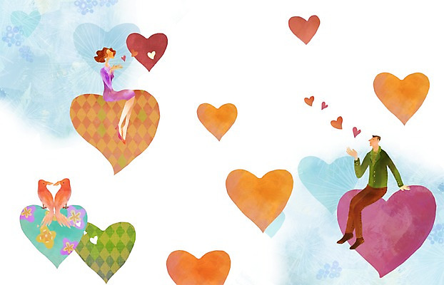 전신 PSD 커플 여자 남자 행복 백그라운드 일러스트 하늘 사랑 사람 앉기 성인 두명 하트 하트백그라운드 성인만 국내일러스트 모양 감정 관계 모션 파일형식