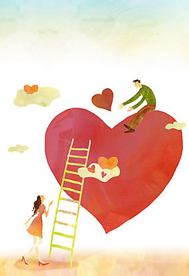 전신 PSD 구름 커플 여자 남자 행복 백그라운드 일러스트 사다리 사랑 서기 사람 앉기 성인 두명 하트 하트백그라운드 성인만 국내일러스트 자연요소 모양 감정 관계 모션 도구 파일형식