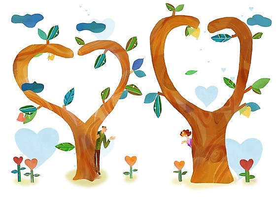 전신 PSD 나무 식물 커플 여자 남자 꽃 행복 백그라운드 일러스트 사랑 서기 사람 성인 두명 하트 하트백그라운드 성인만 국내일러스트 모양 감정 관계 모션 파일형식