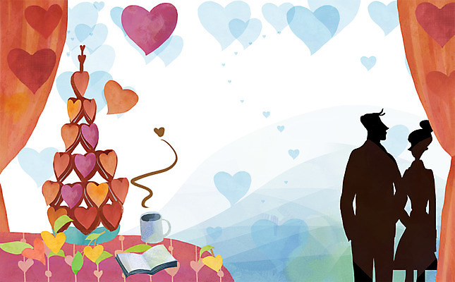 PSD 커플 여자 남자 행복 실루엣 음료 빵 백그라운드 일러스트 탁자 사랑 서기 사람 상반신 성인 두명 책 머그컵 하트 커튼 차 하트백그라운드 마카롱 성인만 국내일러스트 모양 감정 음식 가구 관계 모션 디저트 촬영기법 컵 파일형식