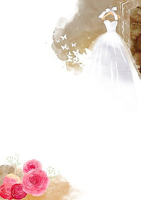 PSD 식물 동물 드레스 꽃 리본 웨딩드레스 나비 곤충 결혼 백그라운드 일러스트 사람없음 옷걸이 오브젝트 결혼소품 국내일러스트 옷 이벤트 파일형식